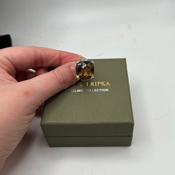 Judith Ripka Sterling Diamonique Citrine Ring Size 5 - Picture 1 of 7